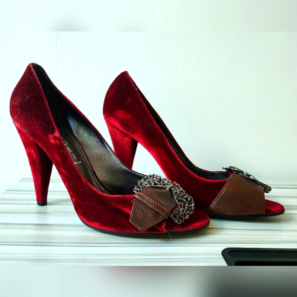 Casadei Velvet Red High Heels